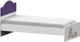 Кровать Каспер с мягкой спинкой и фотопечатью (800х1900)Белый/Фиолетовый в Кодинске - kodinsk.katalogmebeli.com | фото
