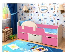 Кровать Малыш-мини Дуб молочный/Розовый в Кодинске - kodinsk.katalogmebeli.com | фото