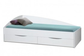 Кровать одинарная "Фея - 3" (асимметричная) (2000х900) New/(белый / белый / ДВПО белый) в Кодинске - kodinsk.katalogmebeli.com | фото 1