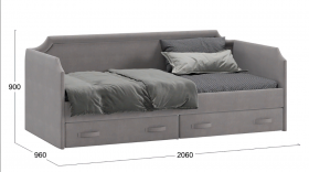 Кровать с мягкой обивкой и ящиками «Кантри» Тип 1 (900) (Велюр Светло-серый) в Кодинске - kodinsk.katalogmebeli.com | фото 3