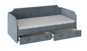 Кровать с мягкой обивкой и ящиками «Кантри» Тип 1 (900) (Замша синяя) в Кодинске - kodinsk.katalogmebeli.com | фото 2