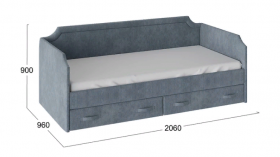 Кровать с мягкой обивкой и ящиками «Кантри» Тип 1 (900) (Замша синяя) в Кодинске - kodinsk.katalogmebeli.com | фото 3