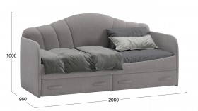 Кровать с мягкой спинкой и ящиками «Сабрина» 900 Светло-серый в Кодинске - kodinsk.katalogmebeli.com | фото 3