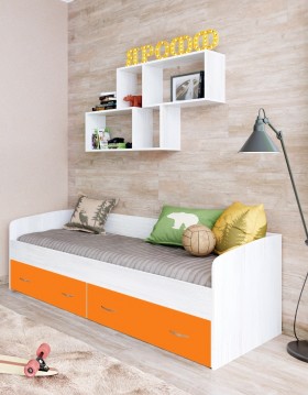 Кровать с выкатными ящиками Винтерберг/Оранжевый в Кодинске - kodinsk.katalogmebeli.com | фото
