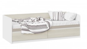 Кровать «Сканди» с 2 ящиками Дуб Гарден/Белый/Глиняный серый в Кодинске - kodinsk.katalogmebeli.com | фото
