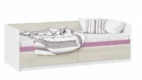 Кровать «Сканди» с 2 ящиками Дуб Гарден/Белый/Лиловый в Кодинске - kodinsk.katalogmebeli.com | фото