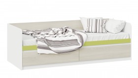 Кровать «Сканди» с 2 ящиками Дуб Гарден/Белый/Зеленый в Кодинске - kodinsk.katalogmebeli.com | фото