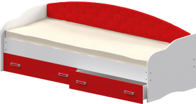 Кровать Софа-7 с мягкой спинкой (800х1900) Белый/Красный в Кодинске - kodinsk.katalogmebeli.com | фото 1