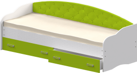 Кровать Софа-7 с мягкой спинкой (800х1900) Белый/Лайм в Кодинске - kodinsk.katalogmebeli.com | фото