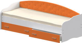 Кровать Софа-7 с мягкой спинкой (800х1900) Белый/Оранжевый в Кодинске - kodinsk.katalogmebeli.com | фото
