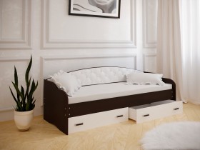 Кровать Софа-7 с мягкой спинкой (800х1900) Венге/ Белый в Кодинске - kodinsk.katalogmebeli.com | фото
