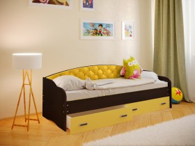 Кровать Софа-7 с мягкой спинкой (800х1900) Венге/Желтый в Кодинске - kodinsk.katalogmebeli.com | фото