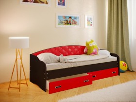 Кровать Софа-7 с мягкой спинкой (800х1900) Венге/Красный в Кодинске - kodinsk.katalogmebeli.com | фото