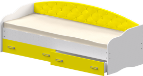 Кровать Софа-7 с мягкой спинкой (800х2000) Белый/Желтый в Кодинске - kodinsk.katalogmebeli.com | фото
