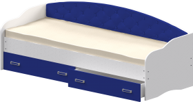 Кровать Софа-8 с мягкой спинкой (900х1900) Белый/Синий в Кодинске - kodinsk.katalogmebeli.com | фото 1