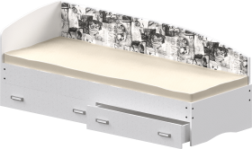 Кровать Софа-9 с мягкой спинкой с рисунком Милана (900х1900) Белый в Кодинске - kodinsk.katalogmebeli.com | фото