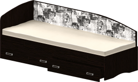 Кровать Софа-9 с мягкой спинкой с рисунком Милана (900х1900) Венге в Кодинске - kodinsk.katalogmebeli.com | фото