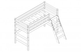 Кровать Соня вариант 6 полувысокая с наклонной лестницей Белый полупрозрачный в Кодинске - kodinsk.katalogmebeli.com | фото 3