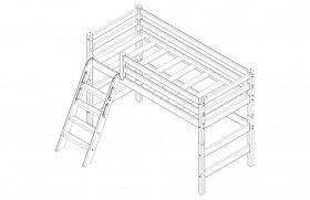 Кровать Соня вариант 6 полувысокая с наклонной лестницей Белый полупрозрачный в Кодинске - kodinsk.katalogmebeli.com | фото 4