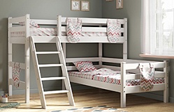 Кровать Соня вариант 8 угловая с наклонной лестницей Белый полупрозрачный в Кодинске - kodinsk.katalogmebeli.com | фото