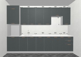 Кухня Квадро 3,2 м (высокие модули/Железо/Серый) в Кодинске - kodinsk.katalogmebeli.com | фото 3