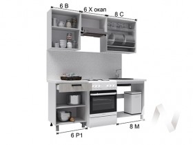 Кухня Кьяра 2.0 м с окапом (белый/карбон фарфор/26мм/дуб вотан) в Кодинске - kodinsk.katalogmebeli.com | фото 2