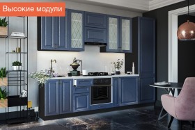 Кухня Ницца высокие модули (Дуб чернильный/корпус венге) в Кодинске - kodinsk.katalogmebeli.com | фото