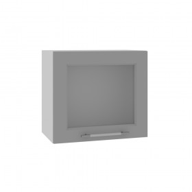 Квадро ВПГС 500 шкаф верхний горизонтальный со стеклом высокий (Ваниль кожа/корпус Серый) в Кодинске - kodinsk.katalogmebeli.com | фото