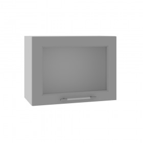 Квадро ВПГС 600 шкаф верхний горизонтальный со стеклом высокий (Ваниль кожа/корпус Серый) в Кодинске - kodinsk.katalogmebeli.com | фото