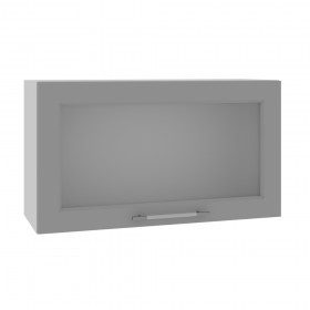Квадро ВПГС 800 шкаф верхний горизонтальный со стеклом высокий (Ваниль кожа/корпус Серый) в Кодинске - kodinsk.katalogmebeli.com | фото