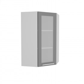 Квадро ВПУС 550 шкаф верхний угловой со стеклом высокий (Роза/корпус Серый) в Кодинске - kodinsk.katalogmebeli.com | фото
