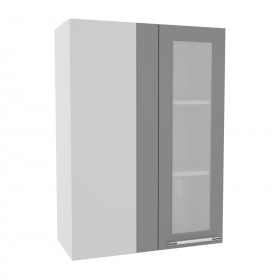 Квадро ВПУС 650 шкаф верхний угловой со стеклом высокий (Роза/корпус Серый) в Кодинске - kodinsk.katalogmebeli.com | фото