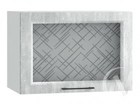 Либерти Шкаф верхний горизонтальный со стеклом ШВГС 609 (Холст грей/корпус белый) в Кодинске - kodinsk.katalogmebeli.com | фото