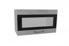 Лофт ПГСФ 600 шкаф верхний горизонтальный со стеклом и фотопечатью (Бетон светлый/корпус Серый) в Кодинске - kodinsk.katalogmebeli.com | фото