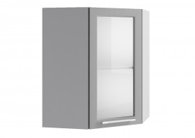 Лофт ПУС 550 шкаф верхний угловой со стеклом (Дуб бурый/корпус Серый) в Кодинске - kodinsk.katalogmebeli.com | фото