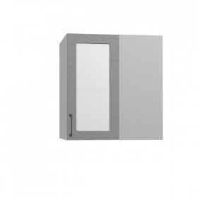 Лофт ПУС 650 шкаф верхний угловой со стеклом (Штукатурка серая/корпус Серый) в Кодинске - kodinsk.katalogmebeli.com | фото