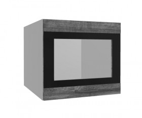 Лофт ВПГСФ 500 шкаф верхний горизонтальный со стеклом высокий с фотопечатью (Дуб бурый/корпус Серый) в Кодинске - kodinsk.katalogmebeli.com | фото