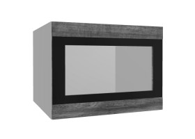 Лофт ВПГСФ 600 шкаф верхний горизонтальный со стеклом высокий с фотопечатью (Дуб бурый/корпус Серый) в Кодинске - kodinsk.katalogmebeli.com | фото