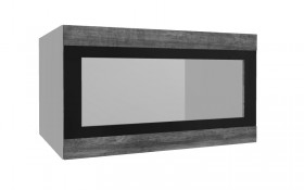Лофт ВПГСФ 800 шкаф верхний горизонтальный со стеклом высокий с фотопечатью (Дуб бурый/корпус Серый) в Кодинске - kodinsk.katalogmebeli.com | фото