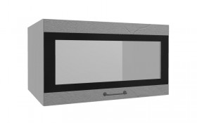 Лофт ВПГСФ 800 шкаф верхний горизонтальный со стеклом высокий с фотопечатью (Штукатурка серая/корпус Серый) в Кодинске - kodinsk.katalogmebeli.com | фото