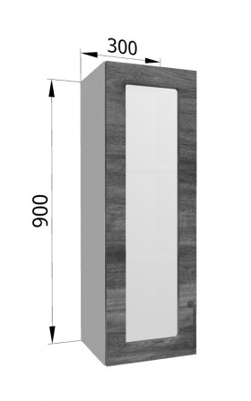 Лофт ВПС 300 шкаф верхний со стеклом высокий (Дуб бурый/корпус Серый) в Кодинске - kodinsk.katalogmebeli.com | фото