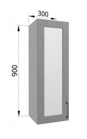 Лофт ВПС 300 шкаф верхний со стеклом высокий (Штукатурка серая/корпус Серый) в Кодинске - kodinsk.katalogmebeli.com | фото