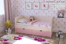 Мальвина Кровать детская 2 ящика 1.6 Розовыйй глянец в Кодинске - kodinsk.katalogmebeli.com | фото
