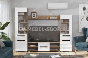 Мебель для гостиной МГС 6 (Исполнение 1/Дуб золотой/Белый глянец) в Кодинске - kodinsk.katalogmebeli.com | фото 1