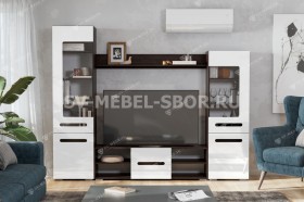 Мебель для гостиной МГС 6 (Исполнение 1/Венге/Белый глянец) в Кодинске - kodinsk.katalogmebeli.com | фото