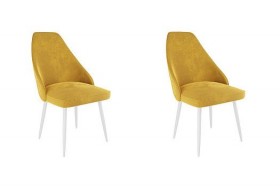 Набор стульев Милан 2 шт (желтый велюр/белый) в Кодинске - kodinsk.katalogmebeli.com | фото