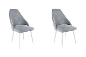 Набор стульев Милан 2 шт (серый велюр/белый) в Кодинске - kodinsk.katalogmebeli.com | фото