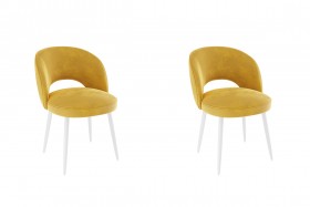 Набор стульев Моли 2 шт (жёлтый велюр/белый) в Кодинске - kodinsk.katalogmebeli.com | фото