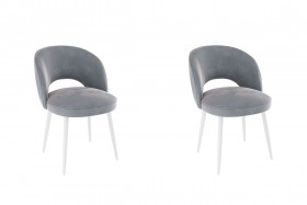 Набор стульев Моли 2 шт (серый велюр/белый) в Кодинске - kodinsk.katalogmebeli.com | фото