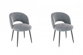 Набор стульев Моли 2 шт (серый велюр/черный) в Кодинске - kodinsk.katalogmebeli.com | фото